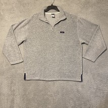 VTG Tommy Jeans Sweater Mens XL 1/4 Zip Fleece Pullover Grey Crest - £18.60 GBP