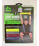 RBX Resistance Loop Bands 4 Pack with Printed Exercises Brand New - $13.70 CAD