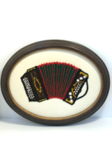 Accordion Studio Art VTG Folk Art Style Oval Wall Hanging Picture Frame READ - £26.94 GBP