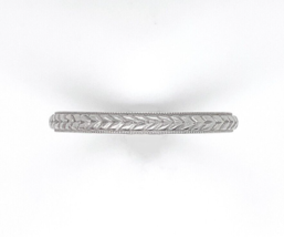 Platinum Chevron Wedding Band Ring with Beaded Edge Size 6 Jewelry (#J6288) - £343.81 GBP