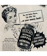 1954 Nescafe Instant Coffee Grounds Advertisement Hot Breakfast Beverage... - $181.88 MXN