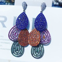 Fashion Blue /Orange/Purple and Green Oval Big Drop Earrings for Women Wedding B - £50.11 GBP