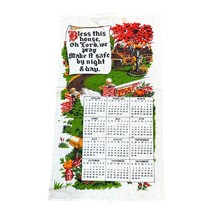 Vtg 1968 Linen Calendar Wall Hanging Bless This House Prayer Housewarmin... - $19.99