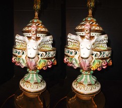 Exotic Chinese Dragon lamps Nude erotic Masthead Capodimonte porcelain Koi Fish  - £1,106.22 GBP