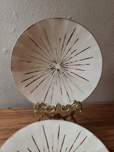 Pier 1 SANCTUARY Cream Brown Sunburst Stoneware Salad Plate 8.5” Set of 4 - £15.73 GBP