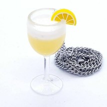 Unique Lemon Meringue Cocktail Necklace Miniature Glass Mini Pie Cute Drink Fab! - $10.12