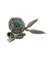 1997 Daytona Beach Silver  Pin Turquoise Feathers handmade Vtg Native American - £17.94 GBP