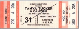 Tanya Tucker Untorn Concerto Ticket Stub Marzo 31 1990 Hagerstown Maryland - £35.71 GBP