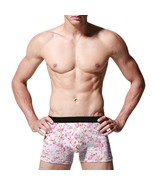 Mondxflaur Pink Leaf Boxer Briefs for Men Poylester Stretch Men&#39;s Underwear - £12.08 GBP