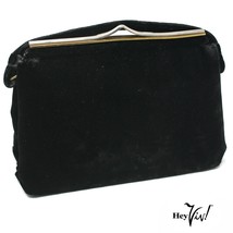 Vintage Black Velvet Cocktail Purse Handbag Lush Feel w Satin Lining - H... - £23.59 GBP