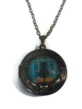 Cat in Window LOCKET Pendant Gun Black Silver Chain Necklace USA Ship #156 - $15.00