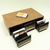Vintage 3 Drawer 36 Audio Cassette Tape Storage Holder Case Faux Wood Gr... - $24.45
