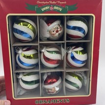 Christopher Radko Shiny Brite 9 Ornaments 2 Santa’s And 7 Balls Rare Style - £31.44 GBP