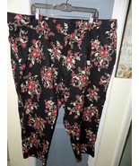 Glamour X Lane Bryant Lena Cropped Ankle Black Floral Pants Size 28 Wome... - $59.90 CAD