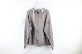 Vintage 80s Streetwear Mens XL Faded Blank Full Zip Hoodie Sweatshirt Gray USA - £69.95 GBP