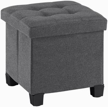 Grey 15-Inch-Tall Apicizon Small Storage Ottoman Cube, Foot Stool Foldable - $41.92