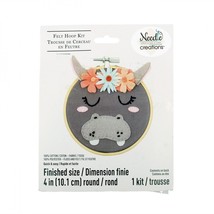 Needle Creations 4 Inch Felt Embroidery Hoop Kit Hippo - $6.95