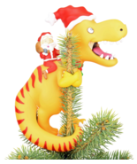 NO PACKAGING - Santa Riding a T-Rex Funny Christmas Tree Topper - Large 10" Dino - $34.95