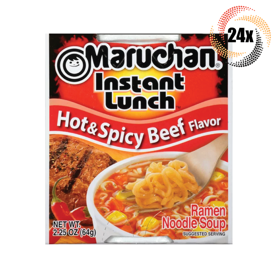 24x Cups Maruchan Instant Lunch Hot & Spicy Beef Ramen Noodles Soup | 2.25oz | - $29.47