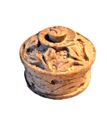 Carved Soapstone Trinket Dish Jewelry Box Beige Rose Treasure - £13.26 GBP