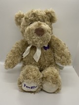 Build A Bear Tan 16&quot; FedEx Teddy Purple Heart Plush Stuffed Animal - £10.05 GBP
