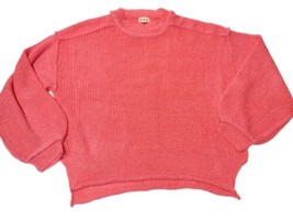 POL Lagenlook Chunky Knit Oversized Sweater Women Sz Med Hot Pink Balloo... - $17.77