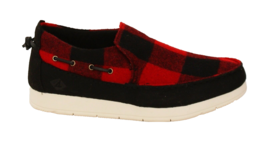 Sperry Men&#39;s 8.5 Red Black Buffalo Check Moc Sider Slip On Shoes Wool Blend - $51.97