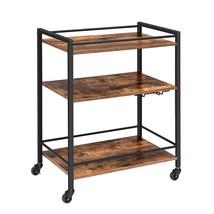 Bar Cart For The Home, Serving Cart With Wine Glass Hooks, Rolling Kitchen Cart  - £94.99 GBP