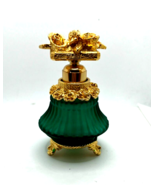 Vintage Green and Gold Glass Purfume Bottle - £15.97 GBP