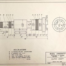 McGill University Clutch Shaft 1965 Mechanical Drawing Print Engineering... - $557.00 MXN