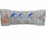 Walt Disney 25th Anniversary Glasses Set of 5 Clear Mickey Mouse 1996 Vtg - $39.55