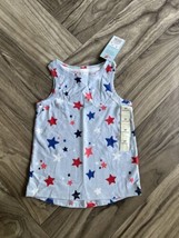 Cat &amp; Jack Toddler Girls Size 2T Blue Patriotic Star Tank Top - £6.52 GBP