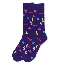 Sunrise Outlet Pair of Men&#39;s Tetris Game Novelty Socks - Purple - £14.20 GBP