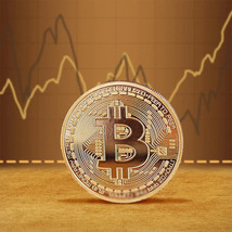 Gold Plated Bitcoin Coin Collectible Art - £15.94 GBP