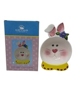 Easter Kurt S. Adler Bunny Rabbit Candy Dish Bowl Holiday Yellow Pink Fl... - $11.30