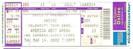 2002 NSYNC full Concert Ticket 3/14/02 Celebrity Tour - £58.02 GBP