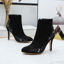 Hot Brand New Elegant Gray Black Women Ankle Boots Sexy Crystal Lady Dress Shoes - £59.60 GBP