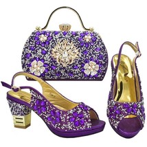 Italian Design Matching Sandals Heels 8.5CM Luxury Rhinestone Lady Shoes And Bag - £43.08 GBP+