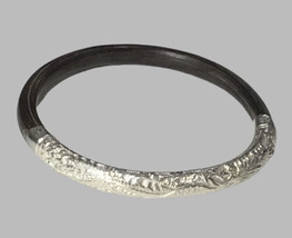 Vintage Chinese Bamboo and Sterling Silver Bangle Bracelet | Artisan Made - £152.71 GBP