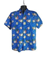SSLR Mens Santa Claus Christmas Short Sleeve Hawaiian Shirt Size L Blue - £16.27 GBP