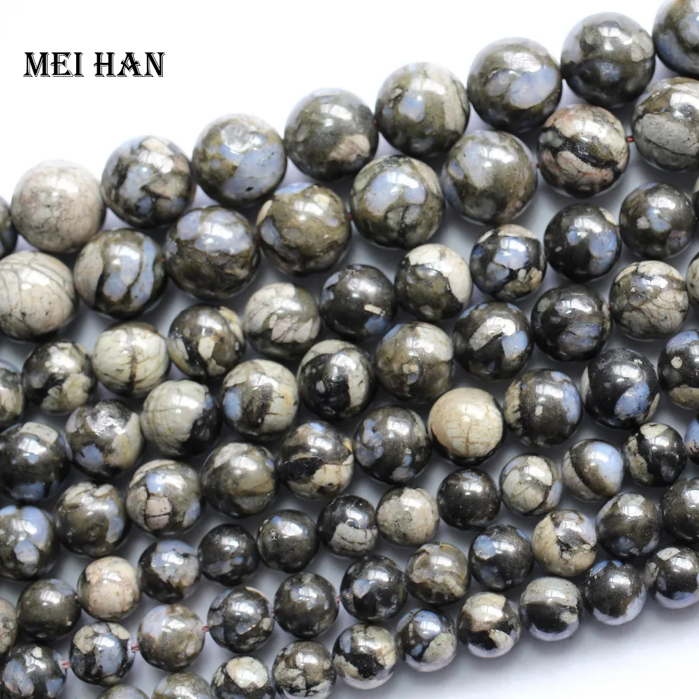 Meihan wholesale natural grey opal 8mm,10mm,12mm llanite smooth round loose - £16.09 GBP