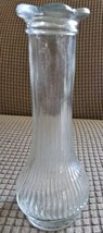 Vtg 6&quot; Randall Clear Glass Ribbed Bud Vase Draping Garland Design Scallop Rim  - £5.85 GBP