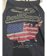 Denim &amp; Supply  Ralph Lauren Black Hoodie US Flag Eagle Mens Med Black W... - £20.80 GBP