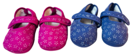 Lot of 2 Doll Baby Shoes ~ Blue &amp; Pink Soft Sole L 4.5&quot; X W 2&quot; Preowned - $4.90