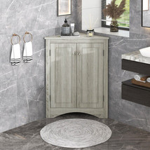 Oak Triangle Bathroom Storage Cabinet with Adjustable Shelves - $142.39