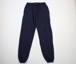 Vintage 90s Streetwear Mens Medium Faded Blank Cuffed Sweatpants Joggers Blue - £39.34 GBP