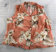 Vintage Pacific Legend Hawaiian Shirt Womens 2XL Salmon Pink Floral Button Down - £18.73 GBP