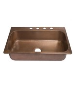 Sinkology SK101-33AC-4 Angelico 4-Hole Drop-in 33-in Single Bowl Copper - $528.65