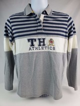 Vintage Tommy Hilfiger Athletics long sleeve rugby Shirt TH Gray Men&#39;s Medium M - £12.50 GBP