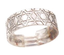 925 Sterling Silver Vintage Ring Star of David Patterned Band  Sz 9.5  R... - $46.31
